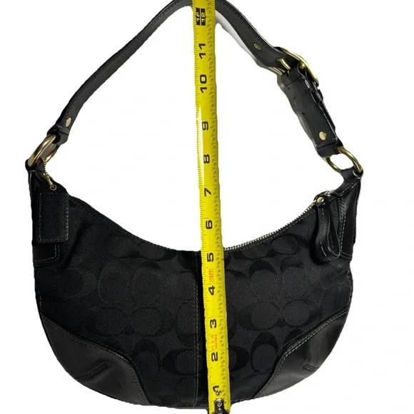 Y2K Coach Hampton Signature Jacquard Shoulder Hobo Bag Black Small Purse # 11371 - Picture 4 of 16